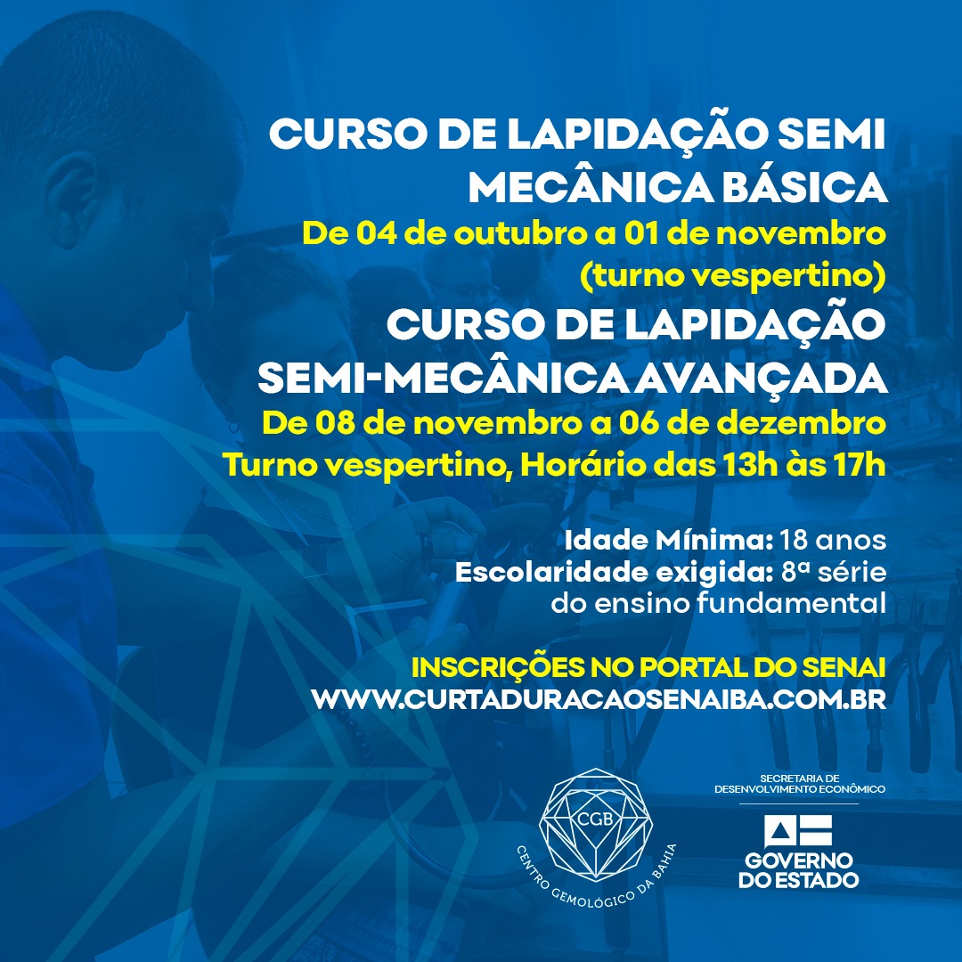 Centro Gemol Gico Da Bahia E Senai Promovem Cursos De Lapida O Semi